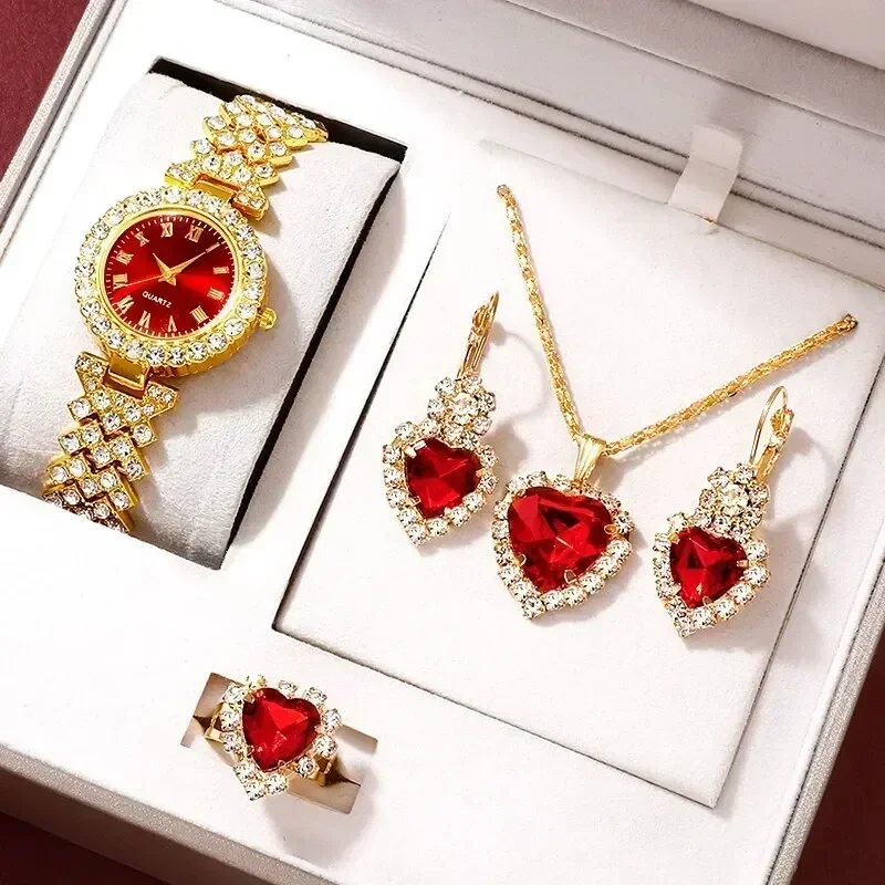Mystery Jewelry Jar Watches - Golden Luxury Watch Women Ring Necklace