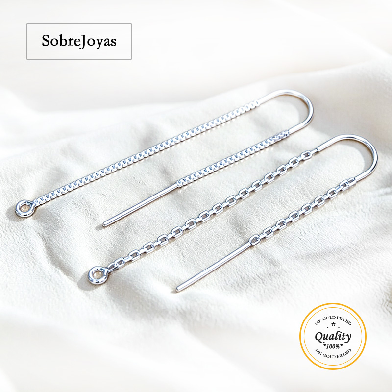 Sterling Silver Ring - 925 Sterling Silver U-Threader Drop Earrings