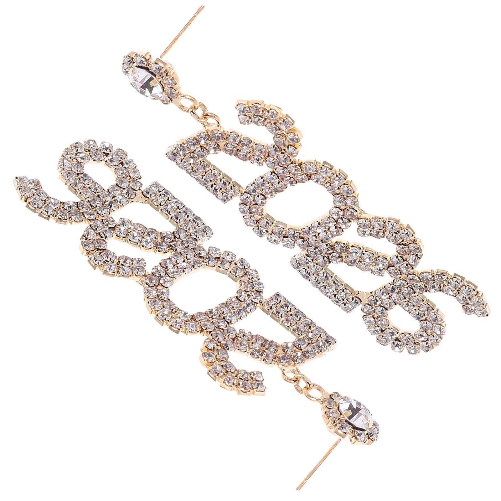 Eve Jewelry & Watches Distribuidor Oficial Rolex - Sparkling Rhinestone 2026 Number Earrings Long