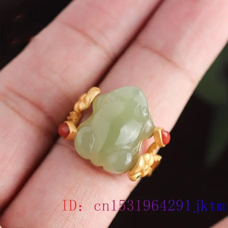 Green Jade Frog Rings Charms N - Sterling Silver Ring recension och pris