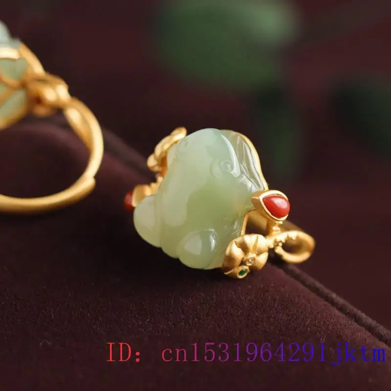 Green Jade Frog Rings Charms N - Sterling Silver Ring recension och pris