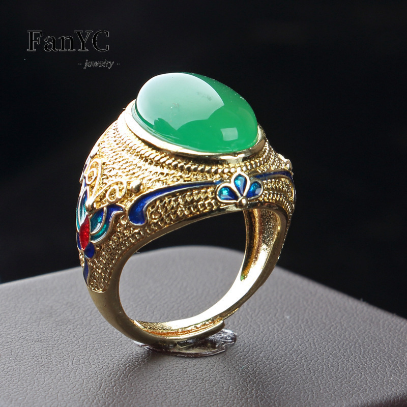 Natural 925 Silver Inlaid Gree - Sterling Silver Ring recension och pris