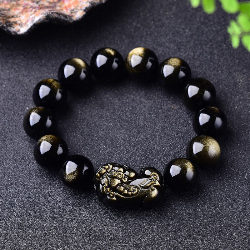 Natural Gold Obsidian Bracelet - Gemstone Bracelet Healing recension och pris