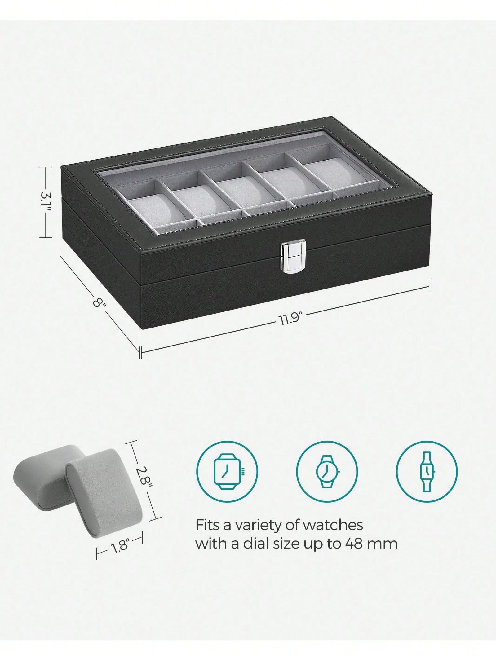 12-Slot Lockable Watch Box wit - Jewelry Box With Watches recension och pris