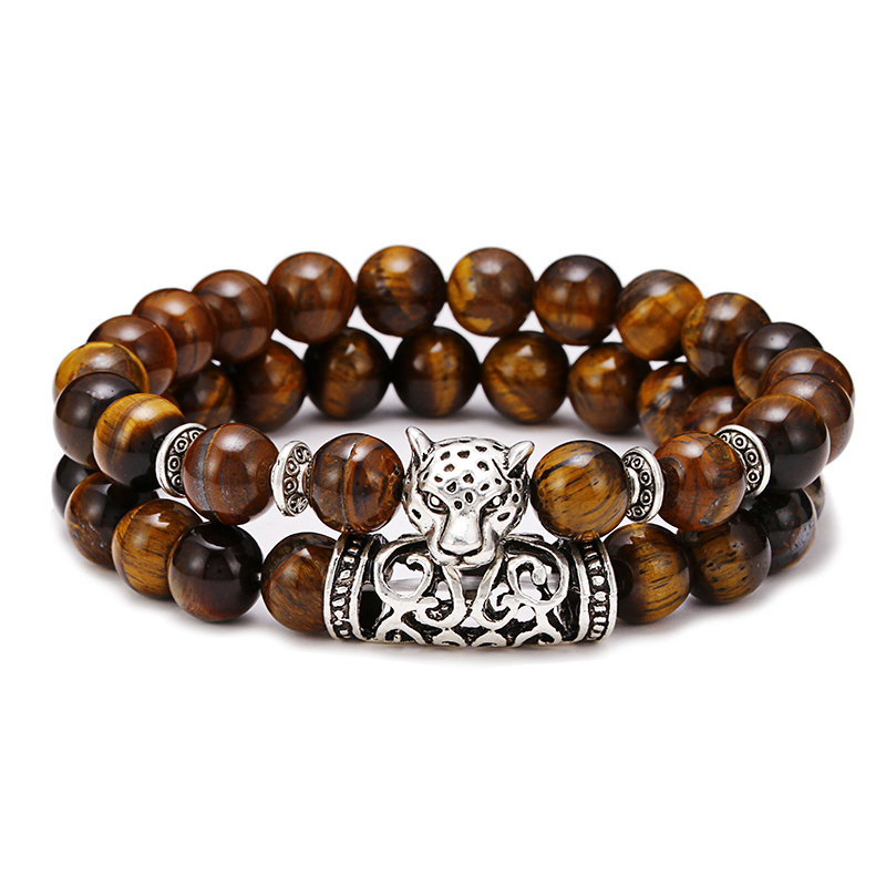 Premium 2Pcs/Set Leopard Beade - Gemstone Bracelet Healing recension och pris