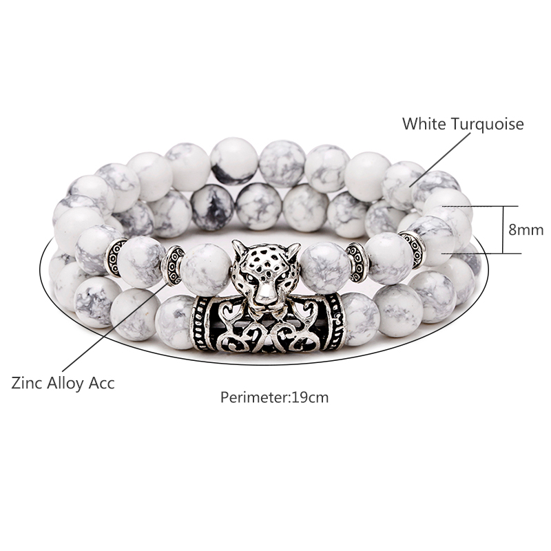 Premium 2Pcs/Set Leopard Beade - Gemstone Bracelet Healing recension och pris
