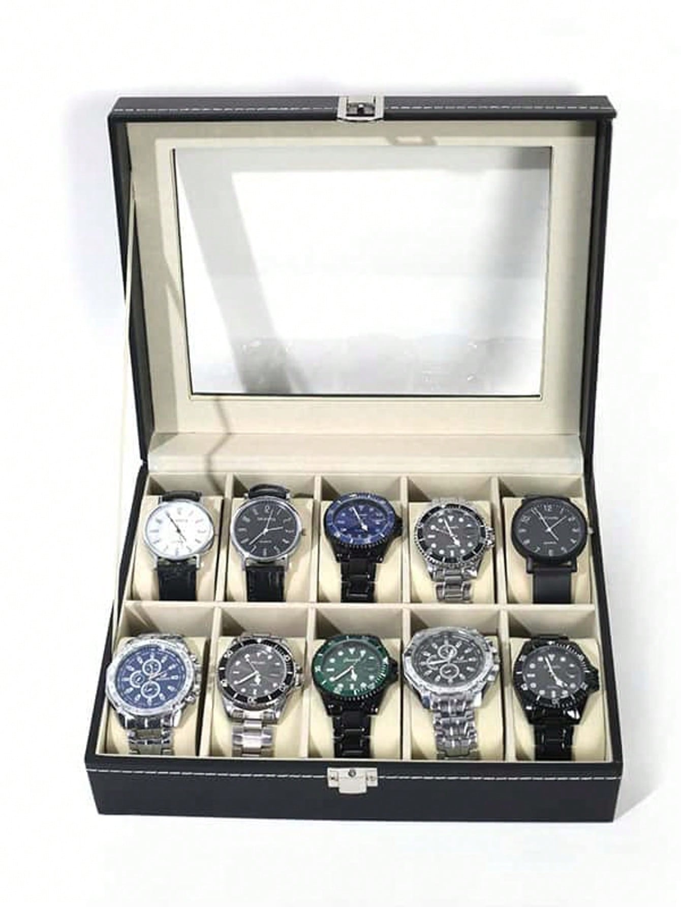 Leather Watch Box with Lock, L - Jewelry Box With Watches recension och pris