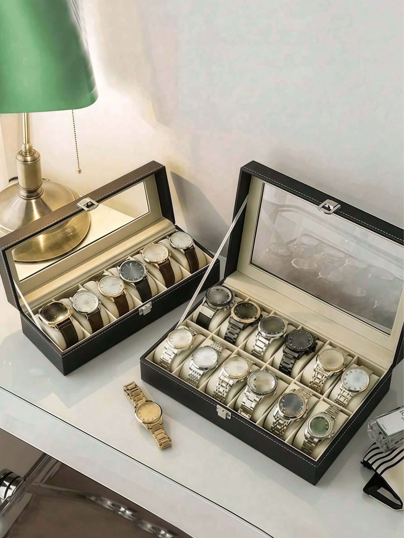 Leather Watch Box with Lock, L - Jewelry Box With Watches recension och pris