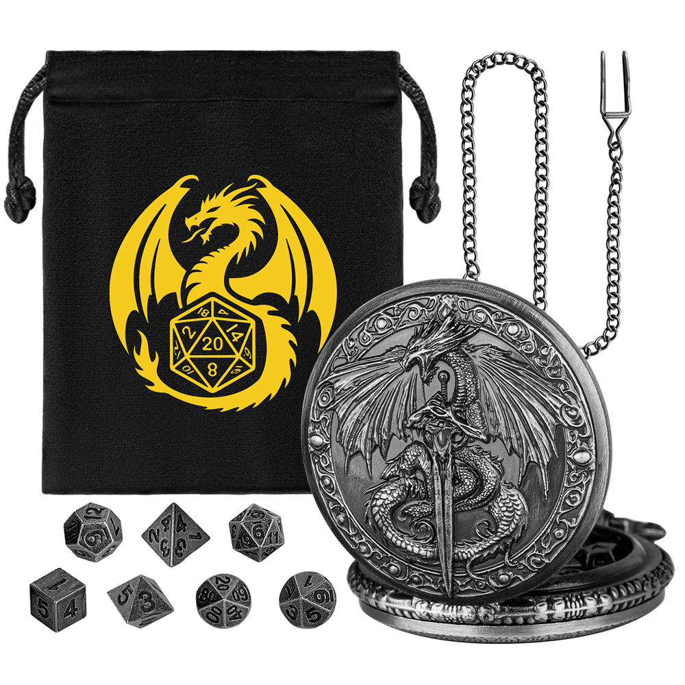 Bronze/Grey Black Sword Dragon - Vintage Pocket Watch recension och pris